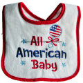 Maßgeschneiderte Cartoon -Logo bestickte Baumwolle Terry Red Customzied Werbemädchen Baby Bib